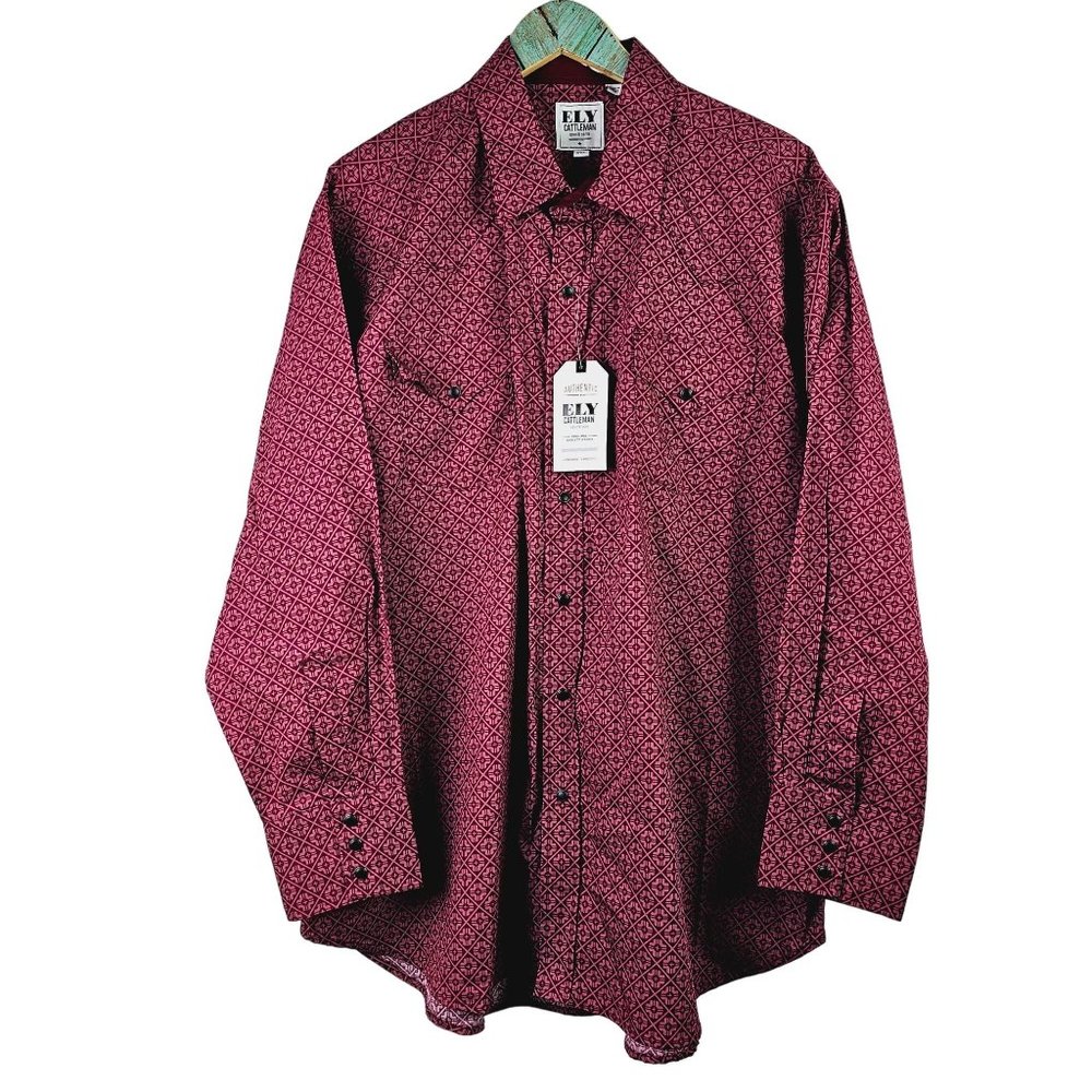 Ely Cattleman Long Sleeve Matte Snap Dress Shirt, XXL, NWT